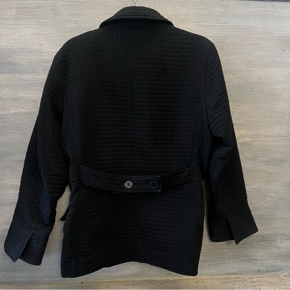 Outbrook‎ Classic Black Quilted Overcoat Jacket Large 12/14 Good Condition - Picture 8 of 11